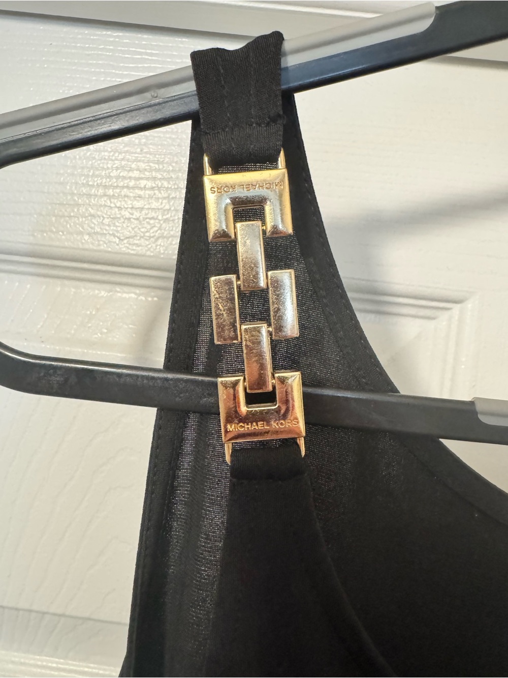 MICHAEL Michael Kors Black Dress with Gold Chain-Strap Detail - Picture 4 of 6